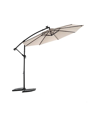 Clihome 10ft Solar Led Offset Hanging Umbrella Market Patio