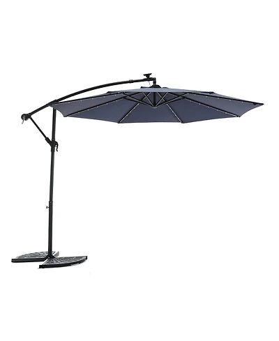 Clihome 10ft Solar Led Offset Hanging Umbrella Market Patio