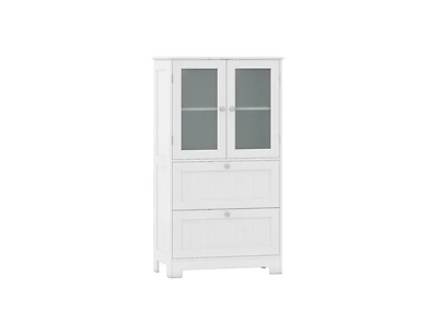 Slickblue Bathroom Floor Cabinet with Frosted Glass Doors and Drawers