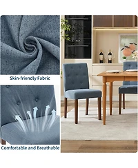 gaomon Parsons Button Tufted Dining Chairs Set of 2, Upholstered Fabric Chairs with Wood Legs, Blue