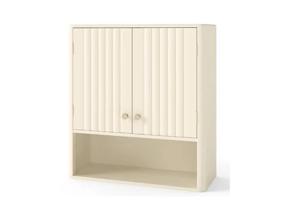 Slickblue Fluted Bathroom Storage Wall Cabinet with Display Shelf