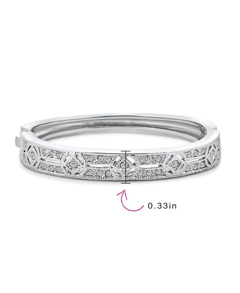 Bling Jewelry Prom Holiday Bangle Bracelet Cubic Zirconia Cz Silver Tone Plated Brass