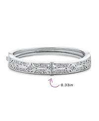 Bling Jewelry Prom Holiday Bangle Bracelet Cubic Zirconia Cz Silver Tone Plated Brass