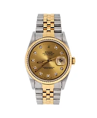 Pre-Owned Rolex Oyster Perpetual Datejust Automatic Watch in Stainless Steel and Gold with Diamond Markers 36mm