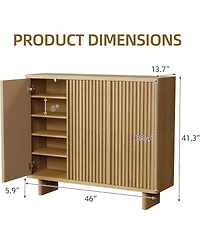 gaomon 46 Inch Shoe Cabinet with Fluted Door 5-Tier Storage Cabinet Rustic Entryway Shoe Bench for Hallway