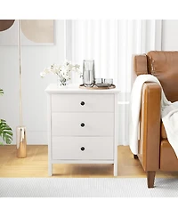 Gymax 3-Drawer Nightstand Wooden Bedside Table Modern Side End Table Space-Saving