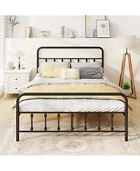 Queen Size Bed Frame with Headboard Under Bed Storage No Box Spring Needed