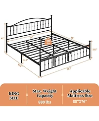 gaomon Size Metal Platform Bed Frame with Victorian Style Wrought Iron-Art Headboard and Footboard, Mattress Foundation