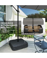 Outsunny 10 ft Offset Cantilever Patio Umbrella w/ Light, Weight