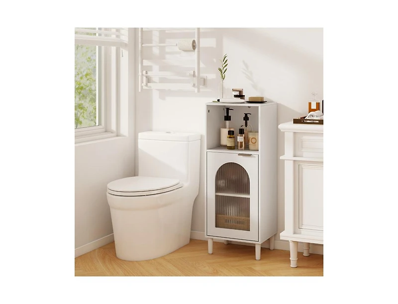 Slickblue Wood Bathroom Side Storage Cabinet with Adjustable Shelf