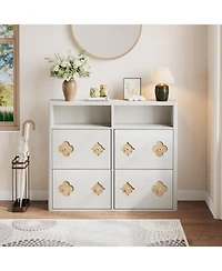 Shoe Cabinet with 4 Flip Drawers Slim Hidden Wood Shoe Cabinet with Storage and Handle Narrow Freestanding Shoe Organizer Cabin