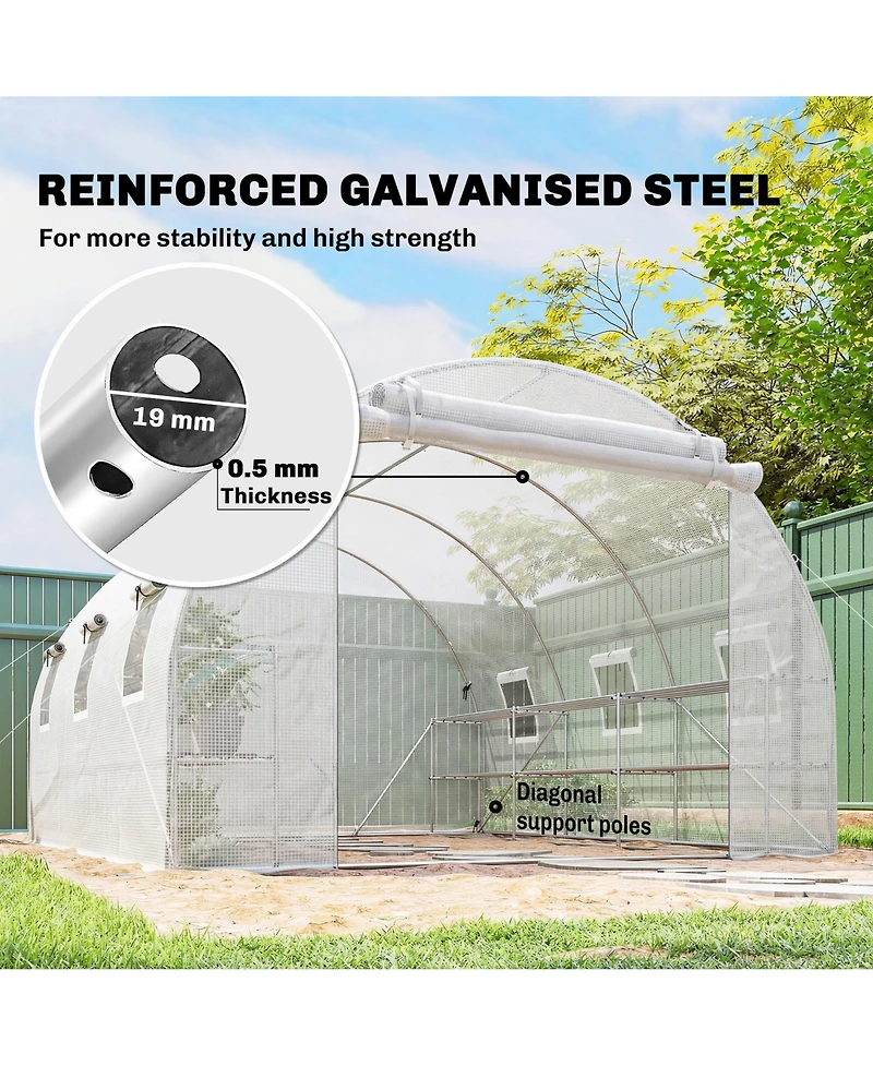 Outsunny Walk-in Tunnel house with Shelves, Hoop