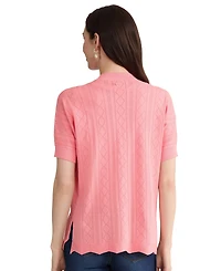 Jones New York Petite Open Stitch Short-Sleeve Cardigan
