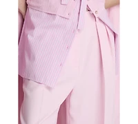 Kenneth Cole Women's High-Rise Double Pleat Wide-Leg Twill Pants