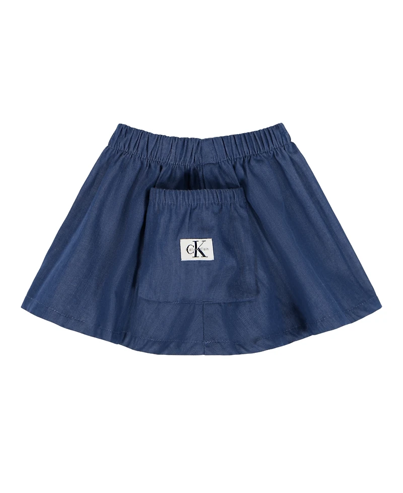 Calvin Klein Baby Girls' Shirred Bodysuit & Flared Denim Skirt, 2-Piece Set