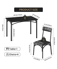 gaomon Dining Table Set for 4 - Kitchen Table and Chairs for Small Space Apartment Studio, Wooden Rectangular Kitchen Table Set