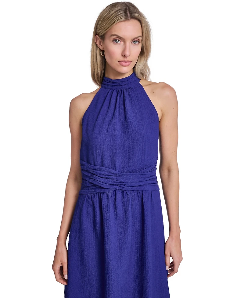 Calvin Klein Women's Halter Neck Twist-Waist Midi Dress
