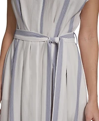 Calvin Klein Women's Striped Collared Neck Shirt Dress