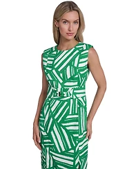 Calvin Klein Women's Printed Crew Neck Sheath Dress