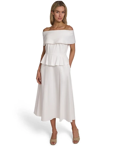 Calvin Klein Women's Off-The-Shoulder Midi Dress