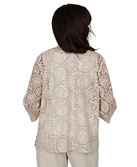 Alfred Dunner Petite Sequin Medallion Two-In-One Collared Top