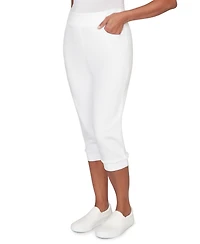 Alfred Dunner Petite Port Side Imitation Pearl Denim Capri Jeans