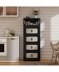 Streamdale Furniture Retro 20" Wide Folding Storage Cabinet, 5 Tiers, Collapsible with Wheels