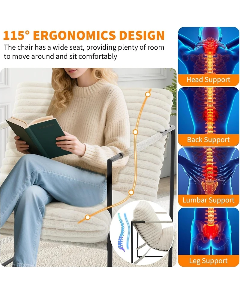 gaomon Sling Accent Chair with Metal Frame and Foam Cushion