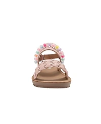 Bebe Little Girls Girl's Fashion Sandals Woven Vamp Style with Beads and Logo Charm
