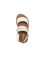 Bebe Little Girls Girl's Fashion Sandals Woven Vamp Style with Beads and Logo Charm