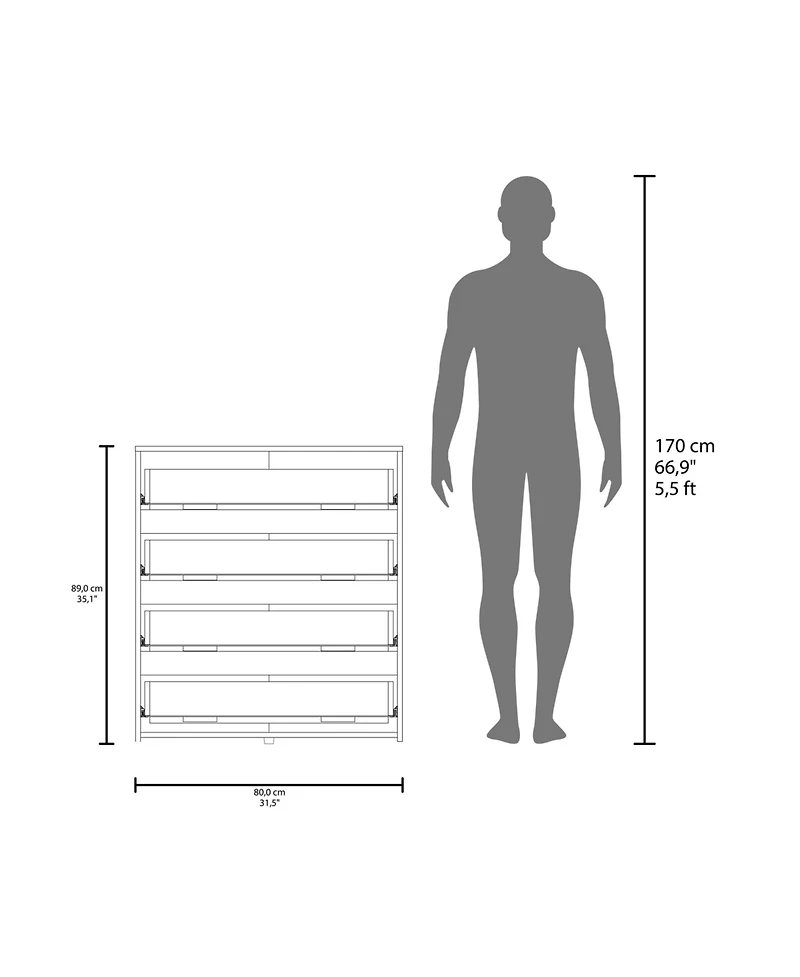 Fm Furniture Bristol 4-Drawer Dresser, Wenge