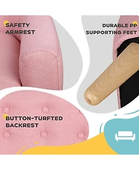 Qaba Cozy Children Sofa Couch Sturdy Wood 2 Seat Armrest Chair Kids Pink