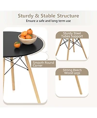Dining Table Set Modern 5 Pcs For 4 Round Dining Room Table Set with Solid Wood Leg