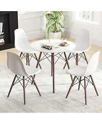 Dining Table Set Modern 5 Pcs For 4 Round Dining Room Table Set with Solid Wood Leg