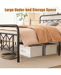 King Size Bed Frame Mattress Foundation with Headboard 12.5" Under-bed Storage