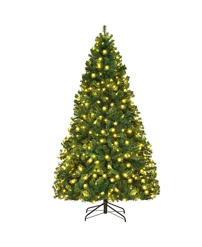 Costway 8Ft Pre-Lit Hinged Pvc Christmas Tree 430 Led Lights Green
