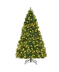 Costway 8Ft Pre-Lit Hinged Pvc Christmas Tree 430 Led Lights Green
