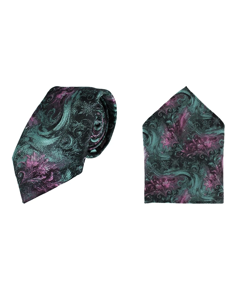 Trafalgar Men's Arcane Storm Silk Tie & Pocket Square Bundle