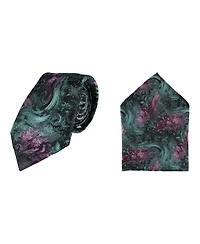 Trafalgar Men's Arcane Storm Silk Tie & Pocket Square Bundle