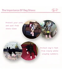 Aronkl Dog Boots with Reflective Straps and Anti-Slip Soles for Large Dogs
