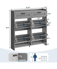 gaomon Shoe Cabinet with 4 Flip Drawers and 2 Top Drawers High-Gloss Painted Wood Shoe Organizer with Adjustable Shelves