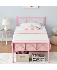 gaomon Twin Size Bed Frame with Headboard and Footboard, Twin Bed Frame for Girls/Boys/Teens, Heavy Duty Metal Slat Support