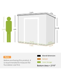 Outsunny 8' x 4' Outdoor Storage Shed, Resin Shed with Floor,