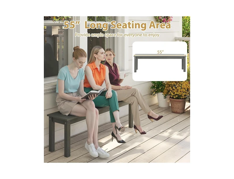 Slickblue 55 Inch Hdpe Outdoor Bench for Patio and Garden