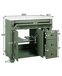 Sillysis 36" Bathroom Vanity with Sink, Medieval Modern Solid Wood Roman Base, Flip Drawer Adjustable Storage, Easy Clean