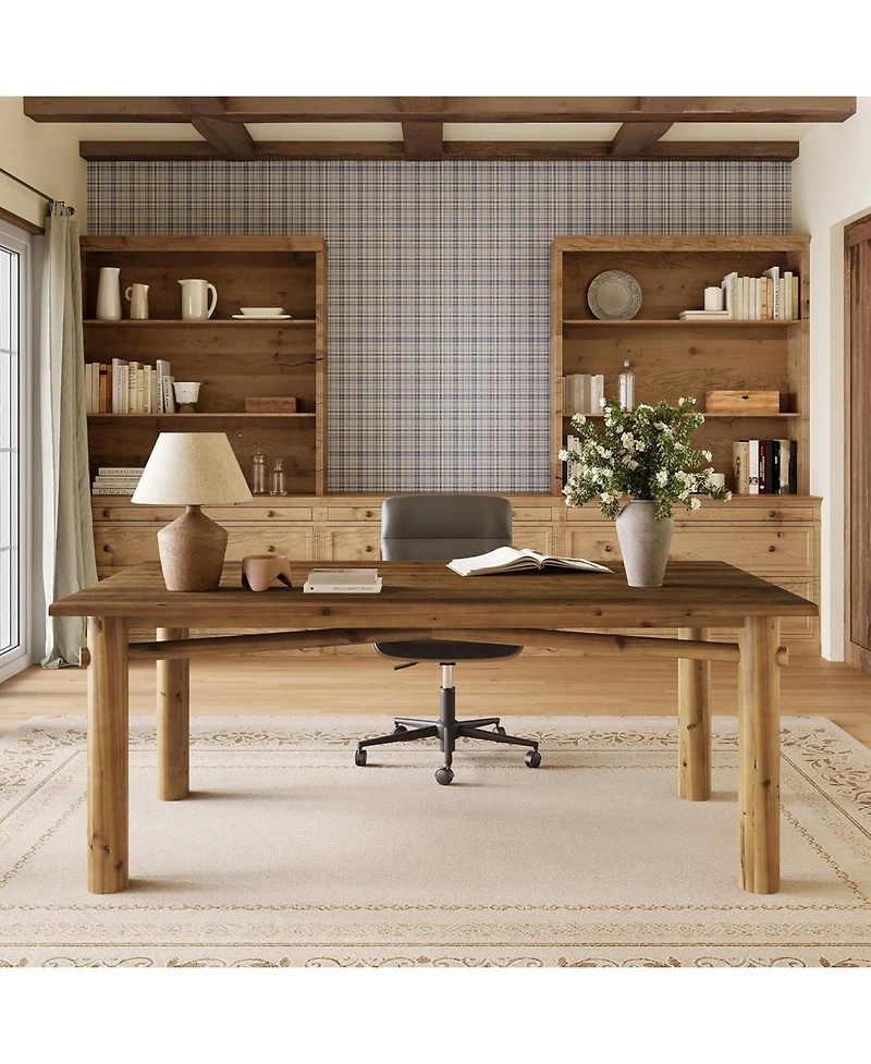 Tribesigns Solid Wood Home Office Desk, 62.99" Large Farmhouse Executive Desk, Computer Table for Office, Conference Room, Study Room
