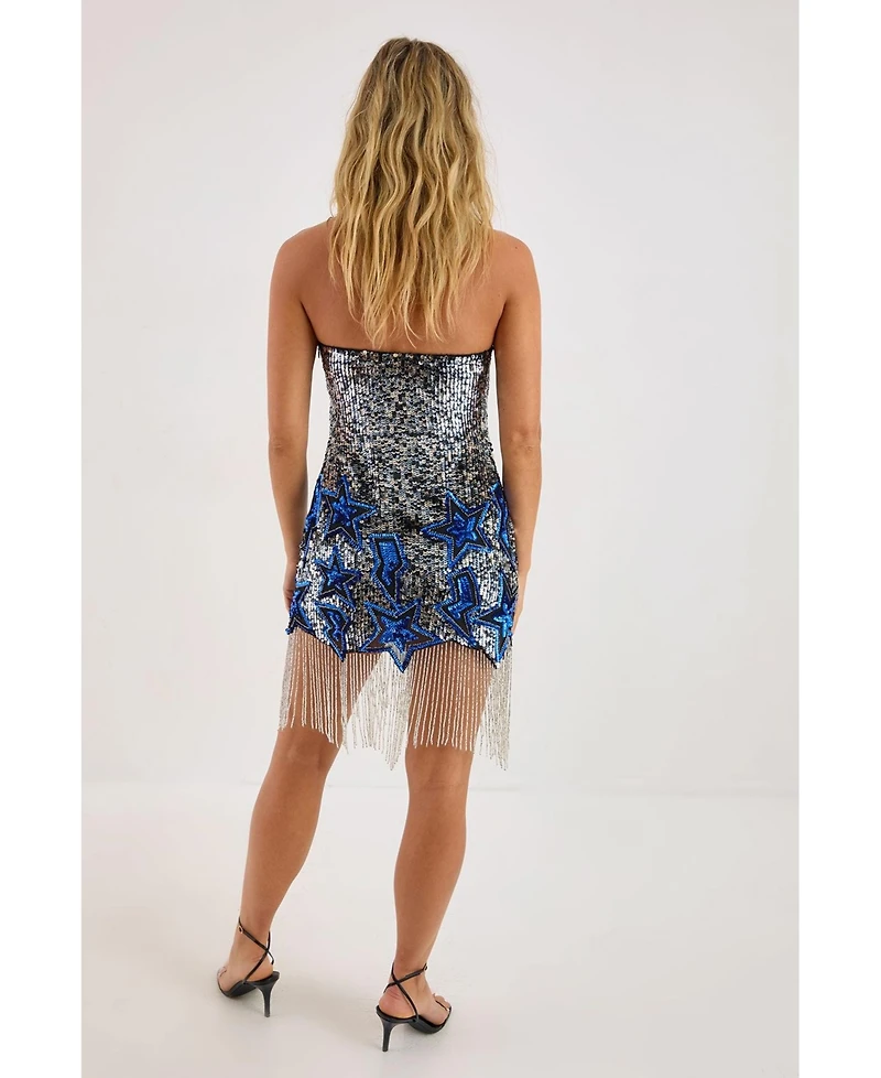 Nasty Gal Women's Star Tassel Plunge Mini Dress