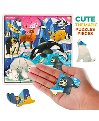 Quokka 28 Piece Wooden Animal Puzzles for Kids Ages 3–5