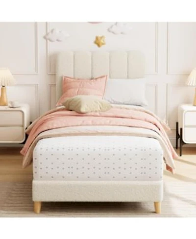 Gaomon Bed Frame Boucle Upholstered Platform Bed With Wave Headboard For Girls Boys Kids Easy Assemblywooden Slats Support No Box Spring Needed