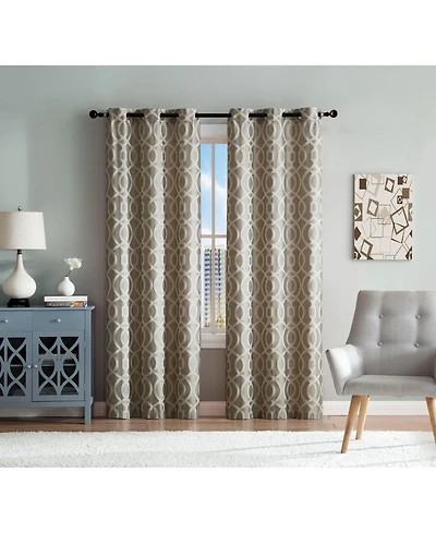 Kate Aurora Royal Living 2 Pack Venetian Semi Sheer Lattice Grommet Top Curtain Panels